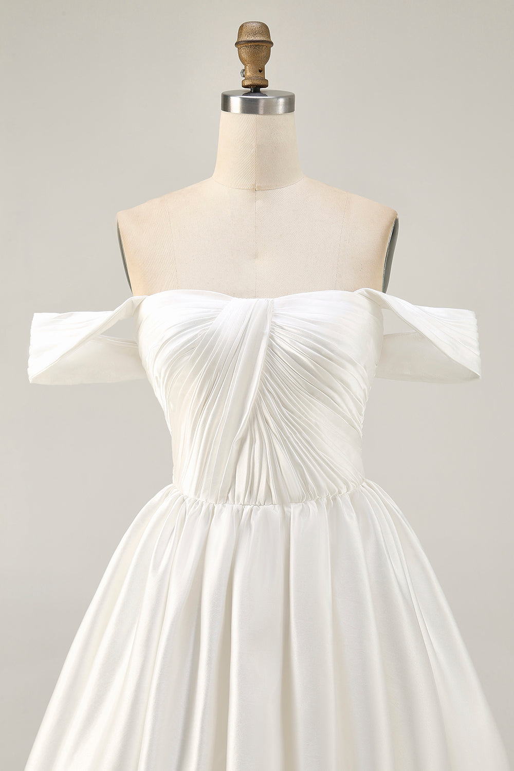 Pink Off the Shoulder Satin A Line Short Homecoming Dress