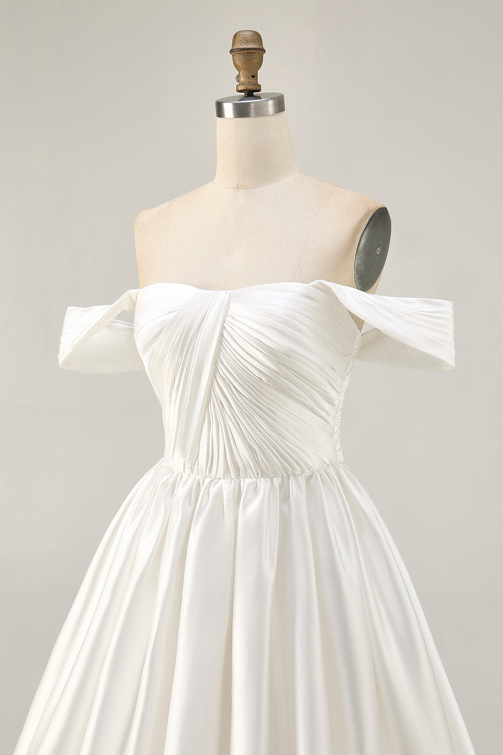 Pink Off the Shoulder Satin A Line Short Homecoming Dress