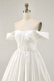 Pink Off the Shoulder Satin A Line Short Homecoming Dress