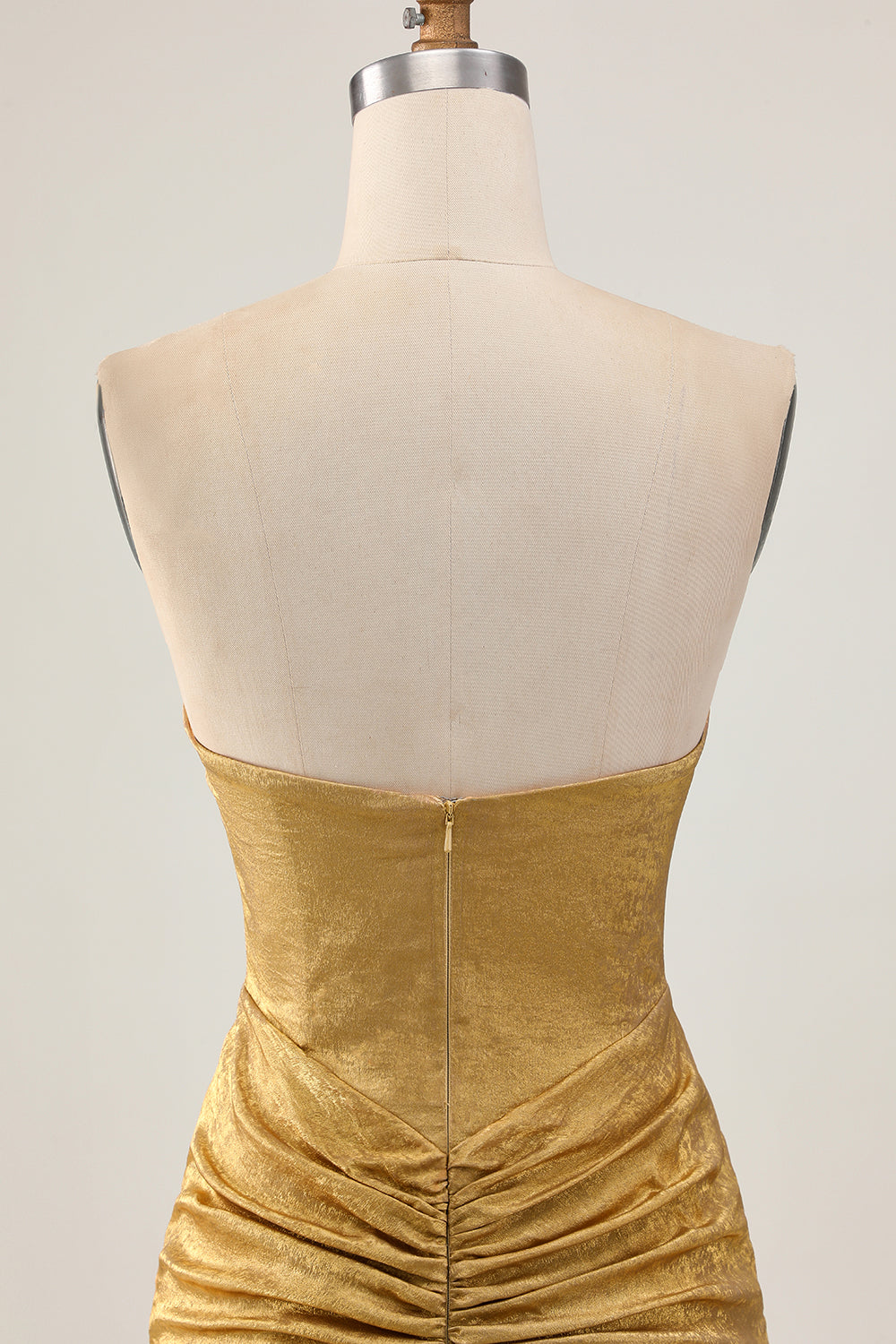 Sparkly Golden Strapless Short Tight Homecoming Dress with Beading