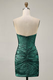 Sparkly Golden Strapless Short Tight Homecoming Dress with Beading