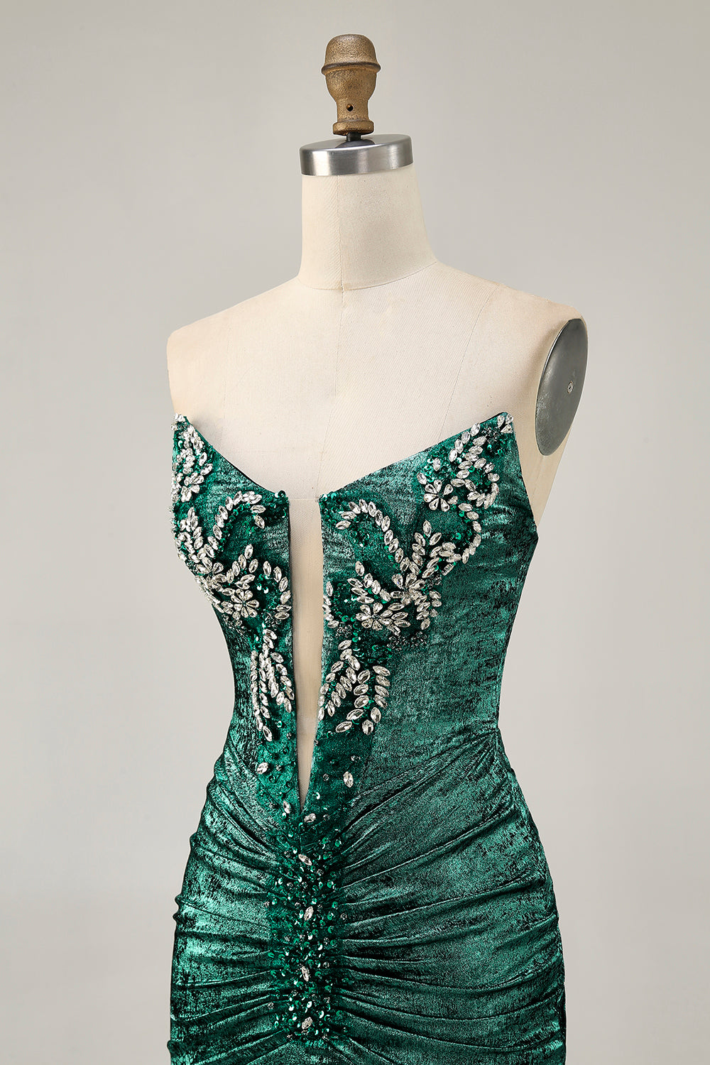 Sparkly Golden Strapless Short Tight Homecoming Dress with Beading