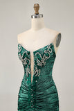 Sparkly Golden Strapless Short Tight Homecoming Dress with Beading
