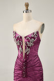 Sparkly Golden Strapless Short Tight Homecoming Dress with Beading