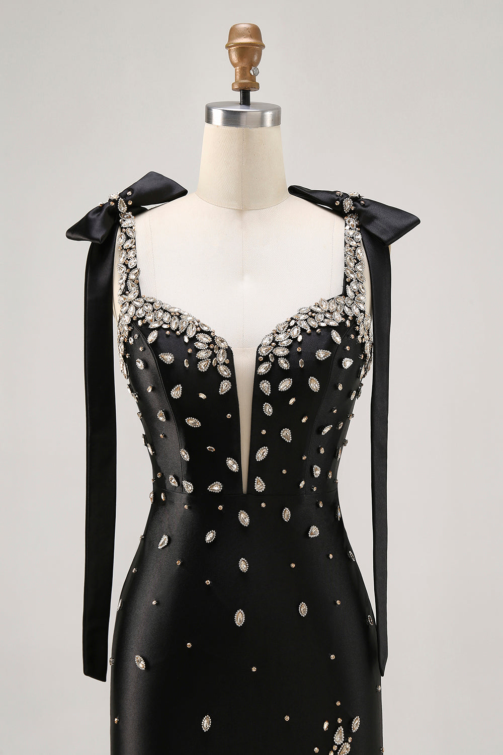Sparkly Black Satin Tight Short Homecoming Dress with Rhinestones