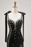 Sparkly Black Satin Tight Short Homecoming Dress with Rhinestones