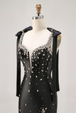 Sparkly Black Satin Tight Short Homecoming Dress with Rhinestones