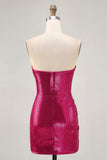 Sparkly Fuchsia Sweetheart Sequin Tight Short Homecoming Dress