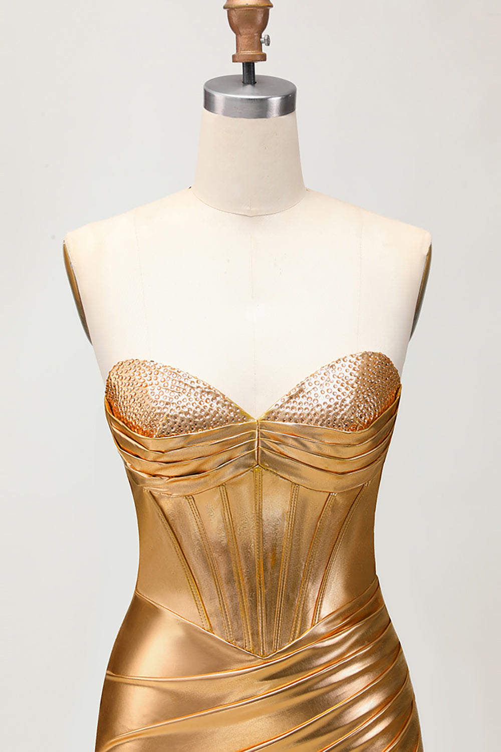 Sparkly Golden Metallic Tight Short Corset Homecoming Dress
