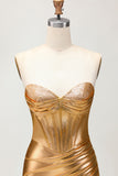 Sparkly Golden Metallic Tight Short Corset Homecoming Dress