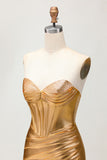 Sparkly Golden Metallic Tight Short Corset Homecoming Dress