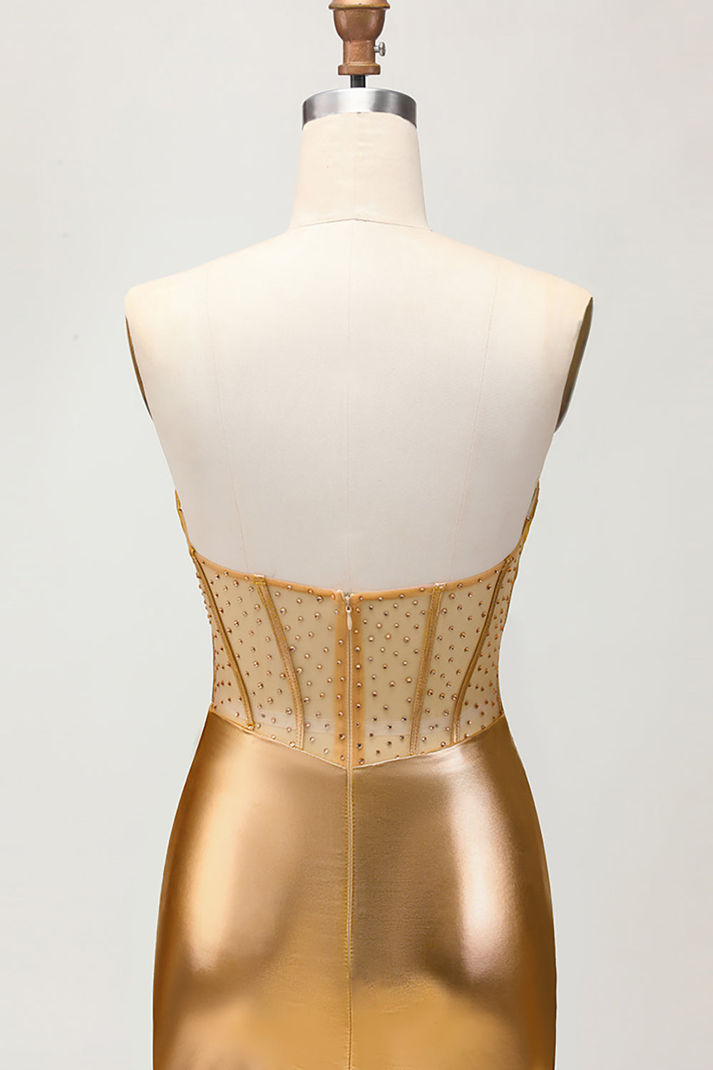 Sparkly Golden Metallic Tight Short Corset Homecoming Dress