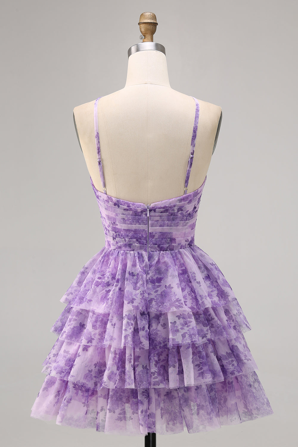 Green A Line Spaghetti Straps Short Tiered Homecoming Dress with Ruffles