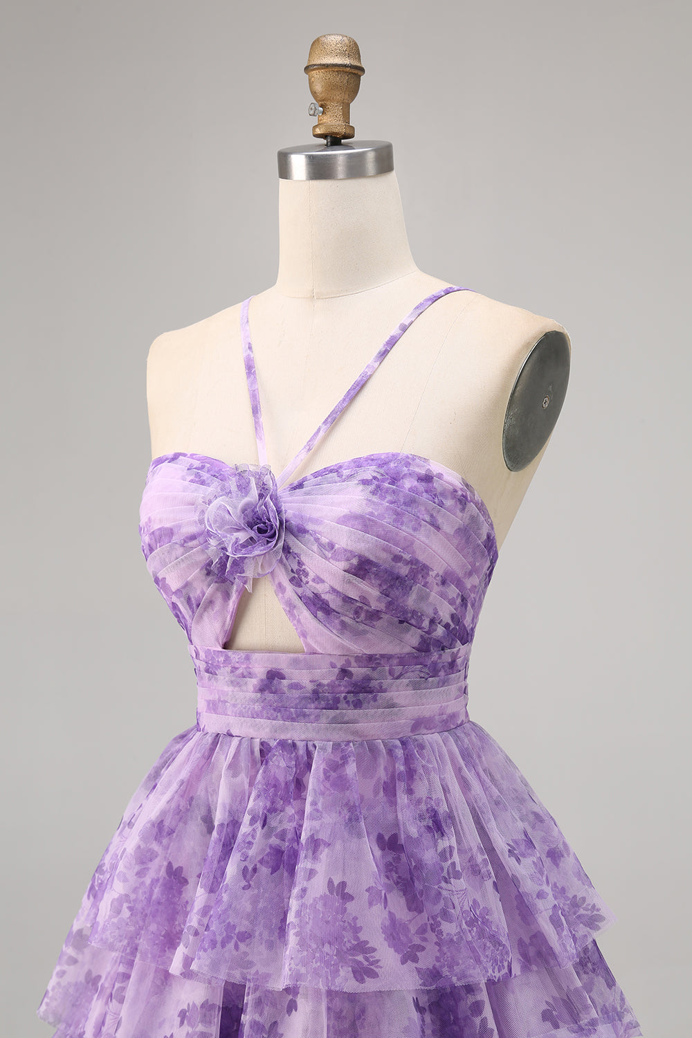Green A Line Spaghetti Straps Short Tiered Homecoming Dress with Ruffles