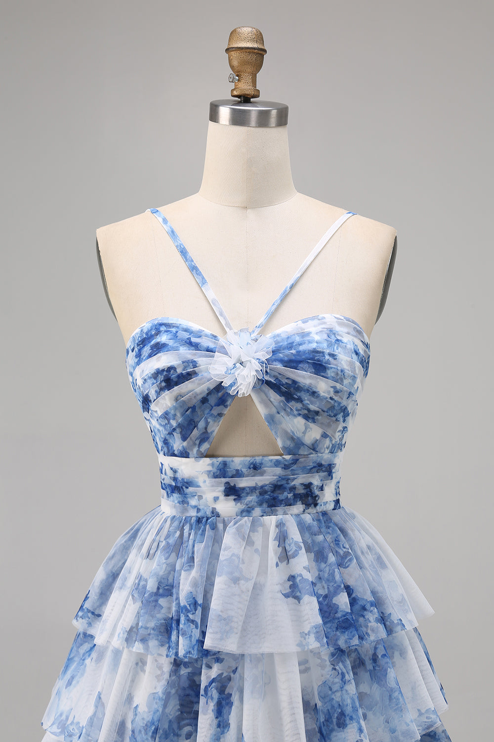Green A Line Spaghetti Straps Short Tiered Homecoming Dress with Ruffles