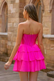 Blue Corset Sweetheart Short Ruched Homecoming Dress with Ruffles