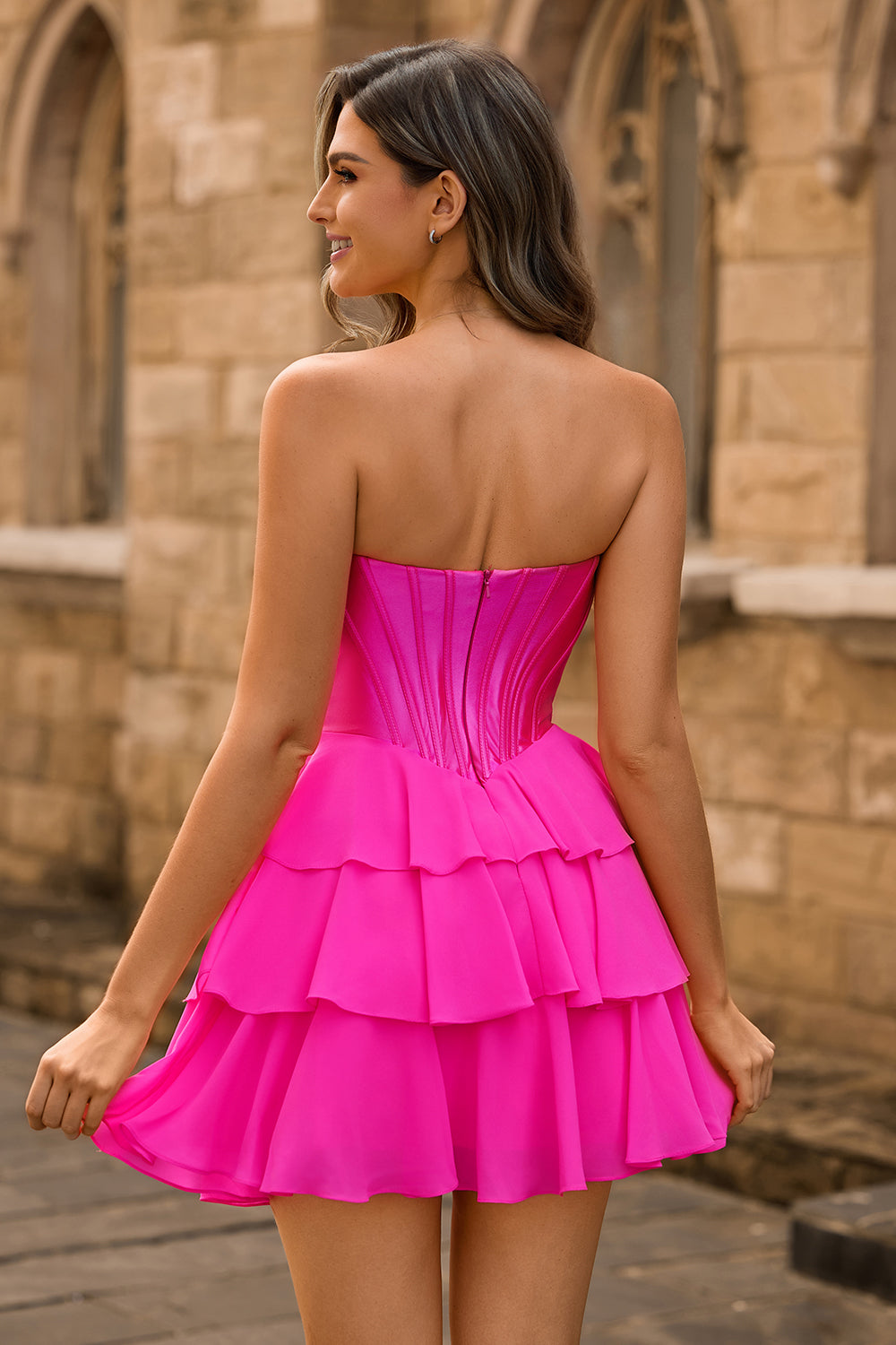Yellow Ruched Sweetheart Corset Short Homecoming Dress with Appliques