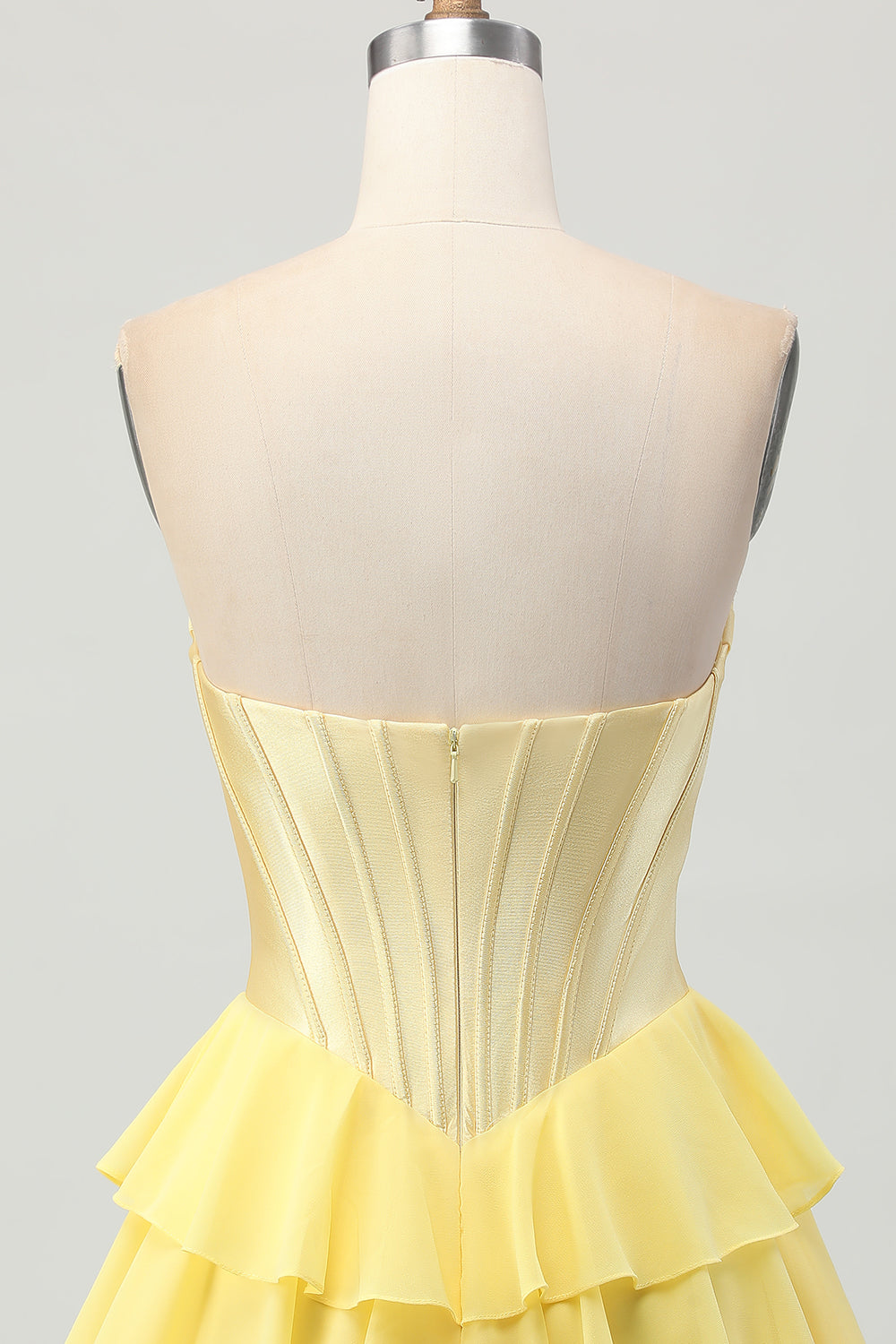 Yellow Ruched Sweetheart Corset Short Homecoming Dress with Appliques