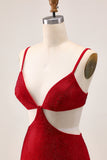 Sparkly Red Tight Cut Out Short Homecoming Dress with Beading