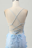 Sparkly Blue Tight Floral Corset Short Homecoming Dress with Sequins