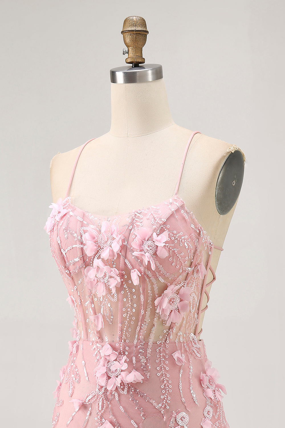 Sparkly Blue Tight Floral Corset Short Homecoming Dress with Sequins