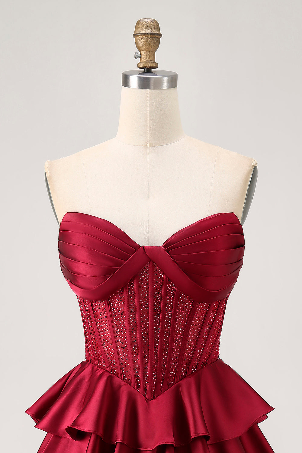 Sparkly Dark Green Strapless Short Corset Homecoming Dress with Beading