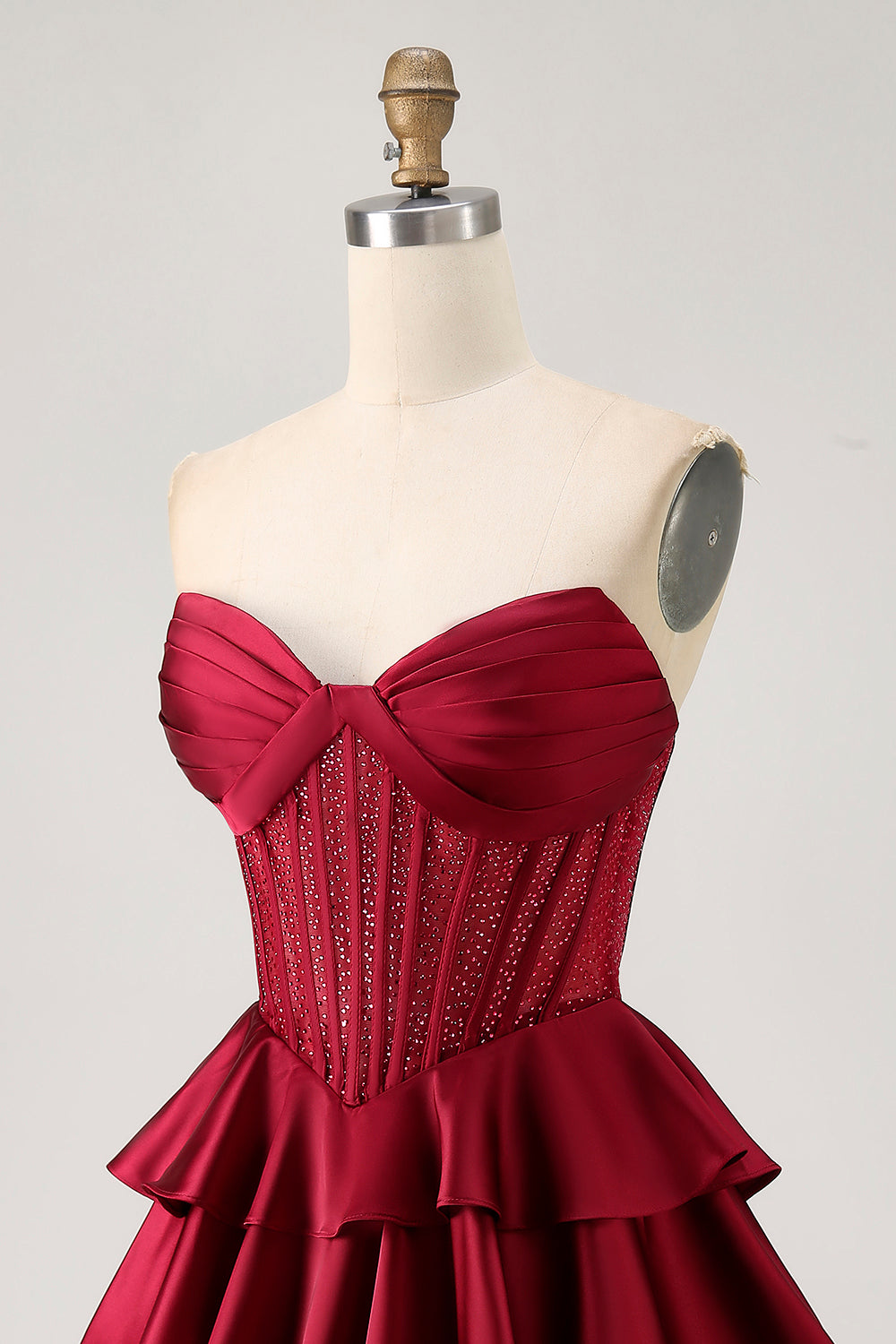 Sparkly Dark Green Strapless Short Corset Homecoming Dress with Beading