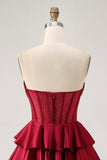Sparkly Dark Green Strapless Short Corset Homecoming Dress with Beading