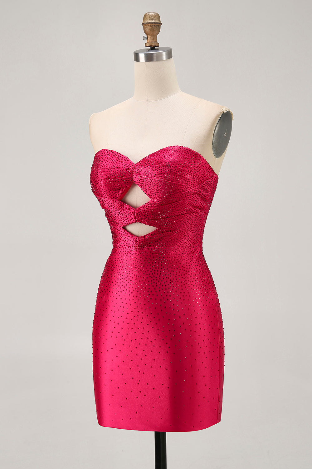 hot pink sequin dress short Hot Pink Straps Sequin A-Line Short Homecoming Dress FancyVestido