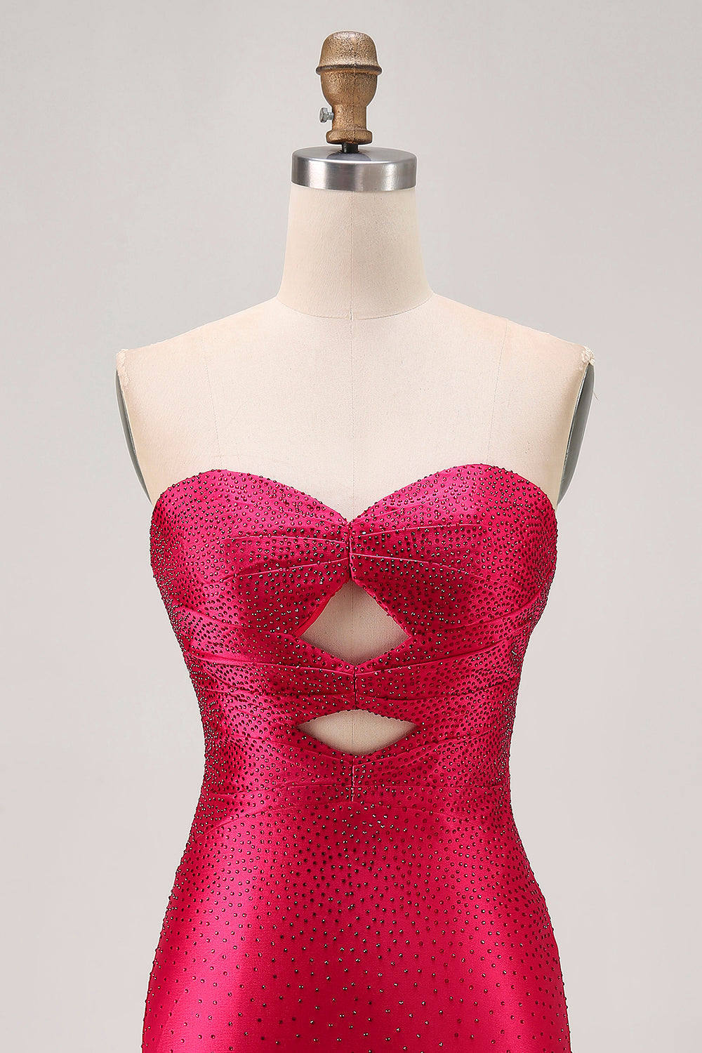 Sparkly Fuchsia Tight Sweetheart Short Beaded Homecoming Dress with Keyholes