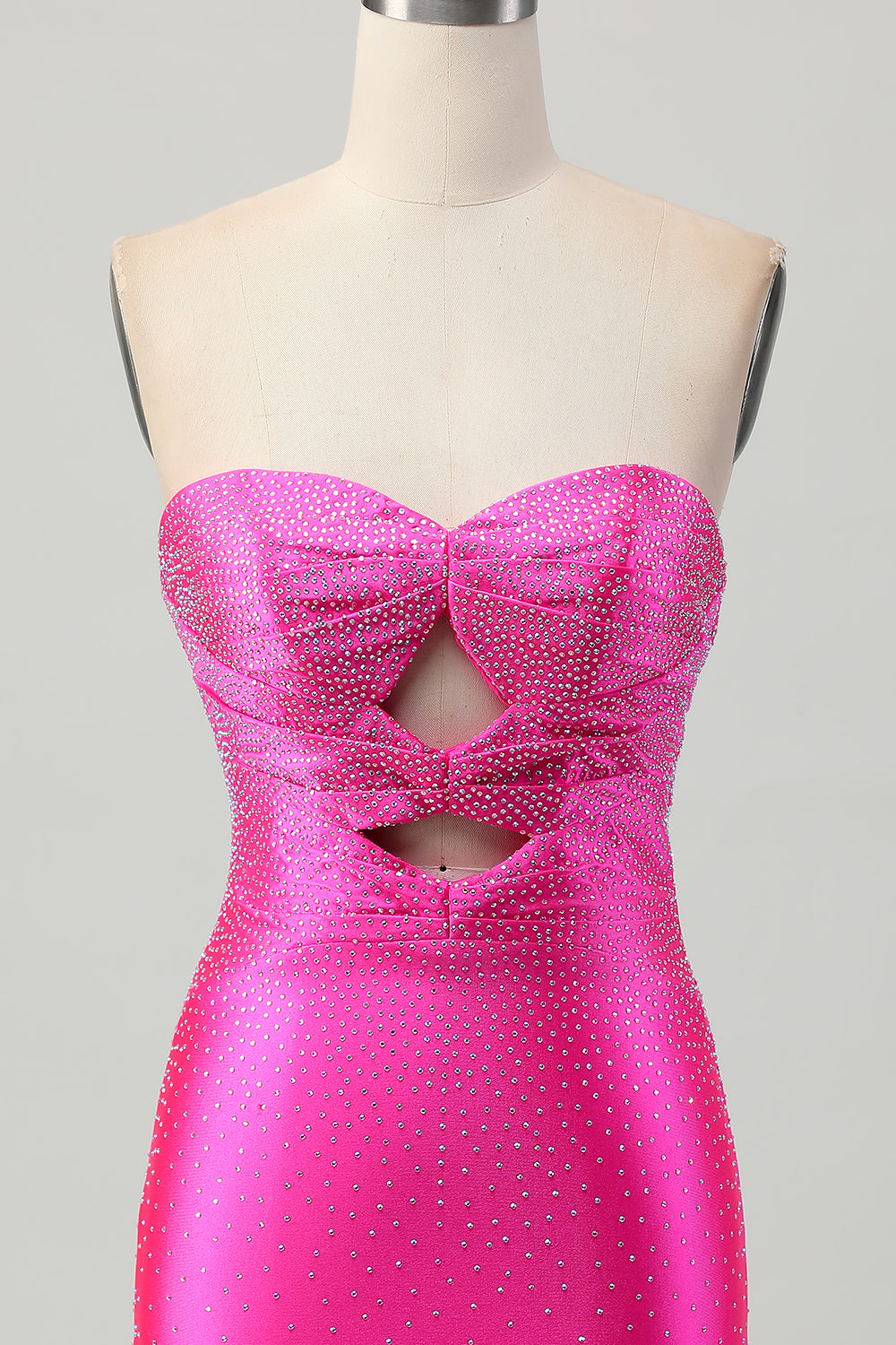 Sparkly Fuchsia Tight Sweetheart Short Beaded Homecoming Dress with Keyholes
