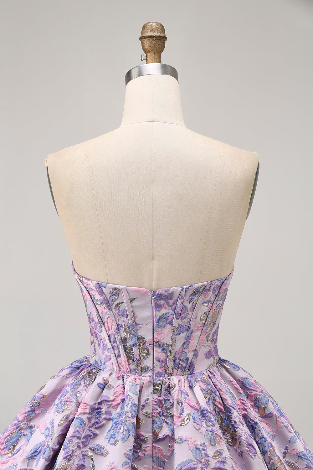 Yellow Floral A Line Short Corset Homecoming Dress