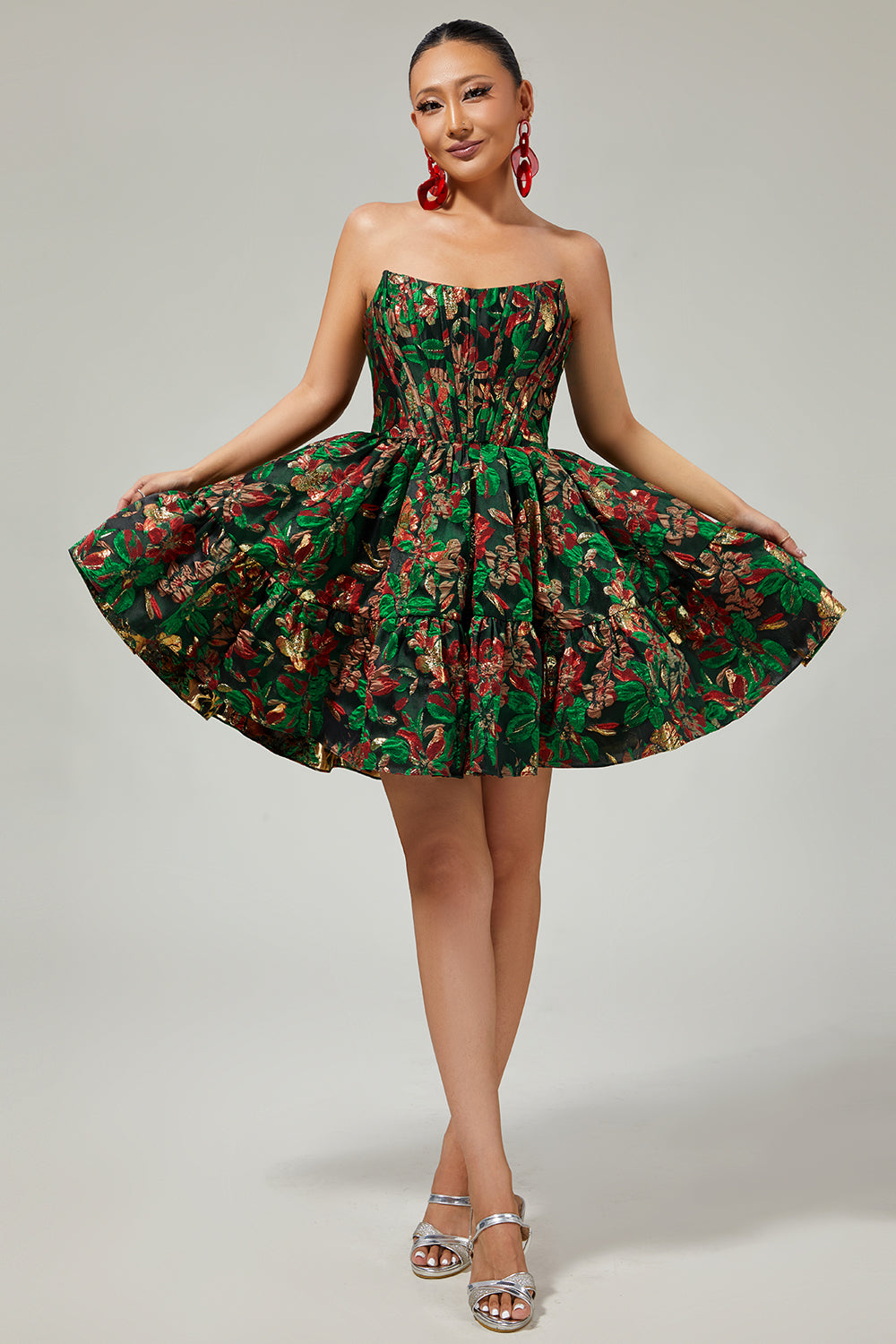 Purple Floral Off the Shoulder Corset Short Homecoming Dress