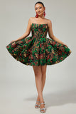 Purple Floral Off the Shoulder Corset Short Homecoming Dress