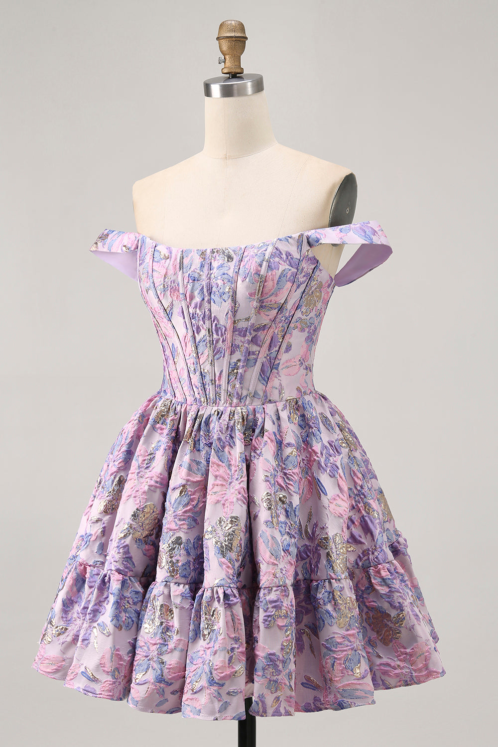 Dark Green Floral Removable Straps Short Corset Homecoming Dress