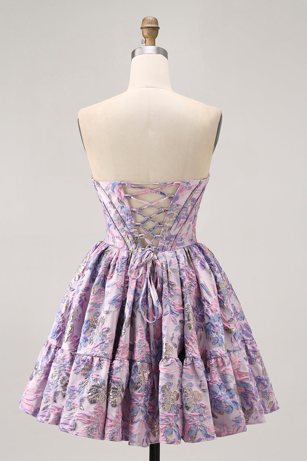 Dark Green Floral Removable Straps Short Corset Homecoming Dress