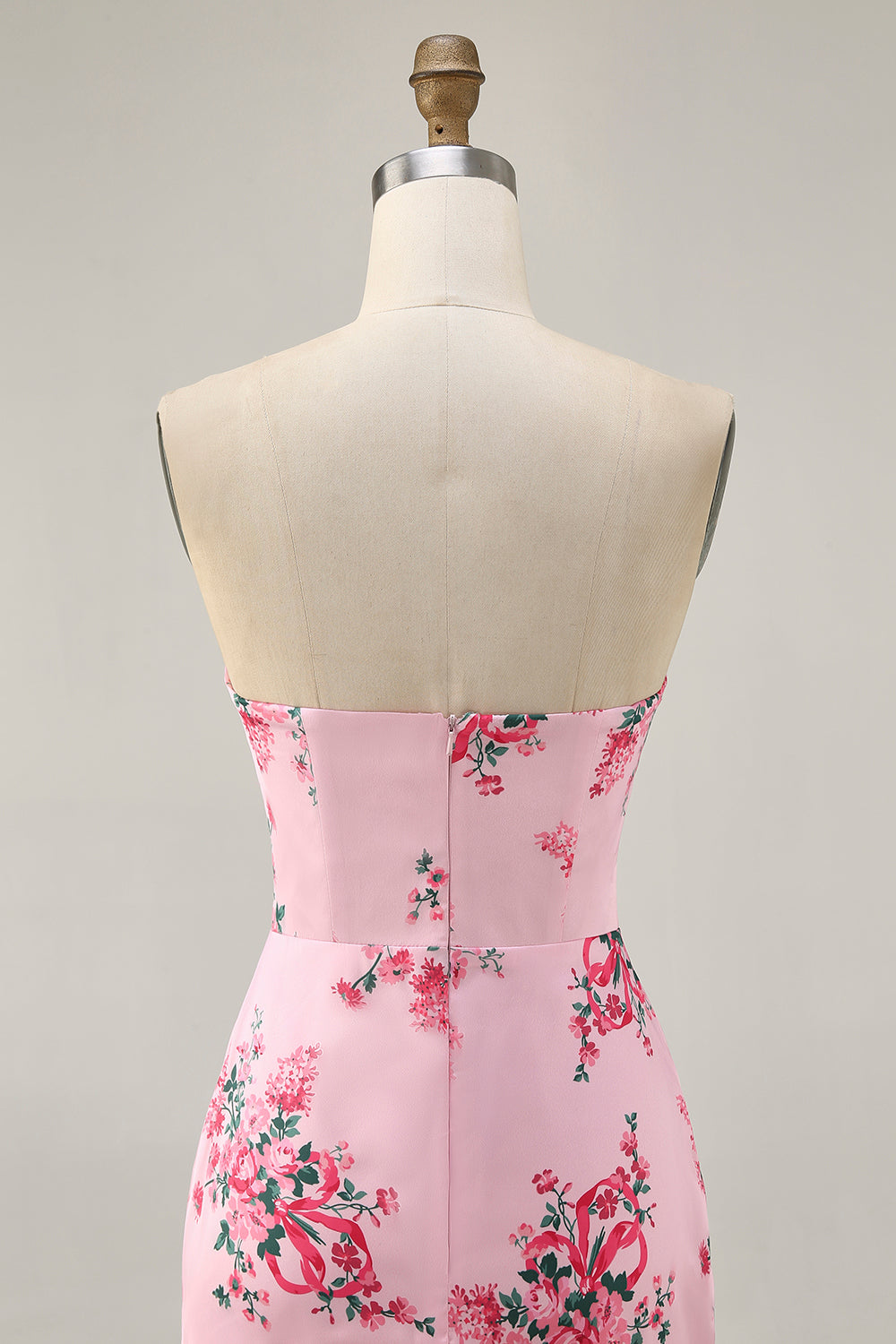 White Blue Flower Tight Strapless Short Homecoming Dress with Bow
