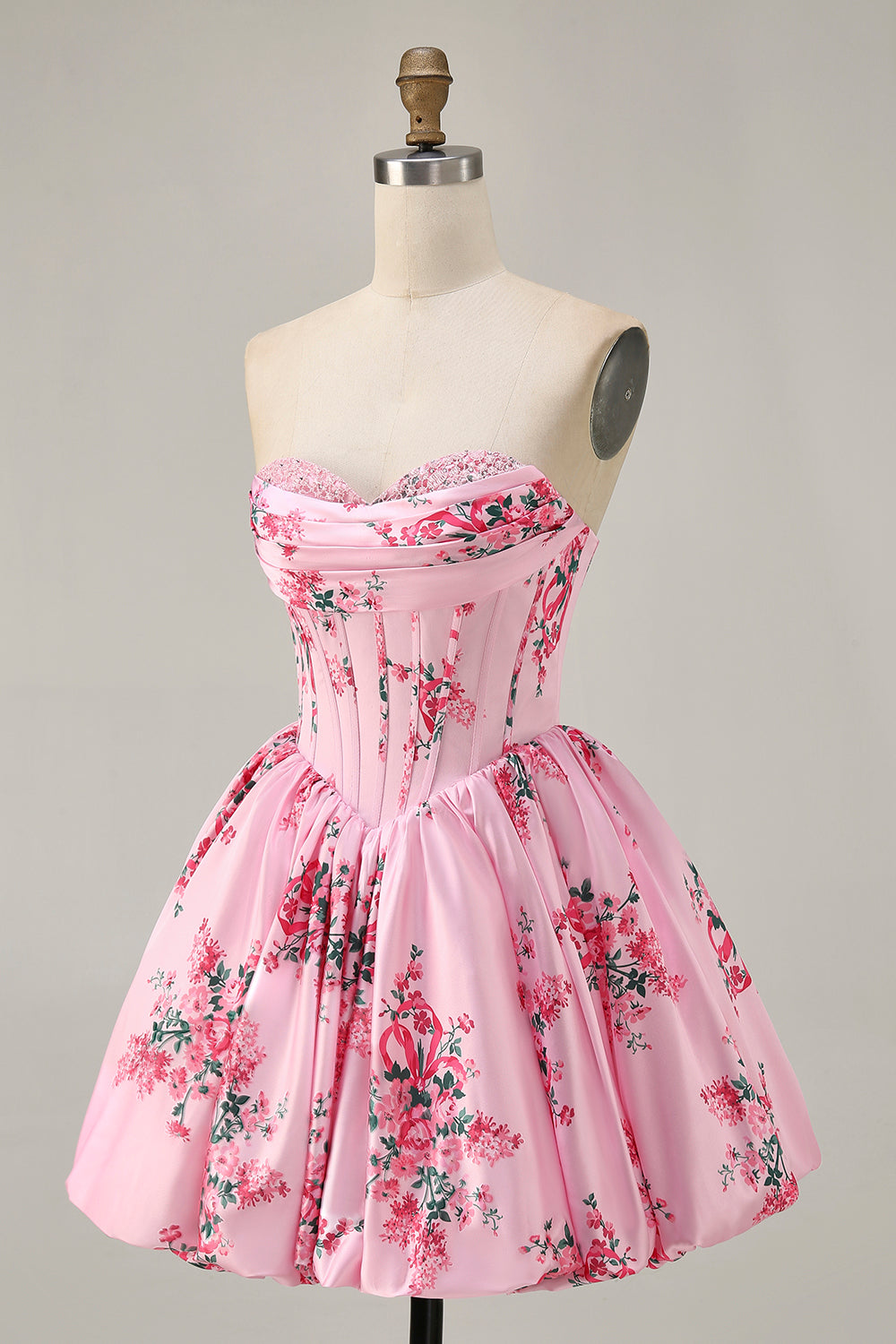White Blue Floral Sweetheart Corset Short Homecoming Dress