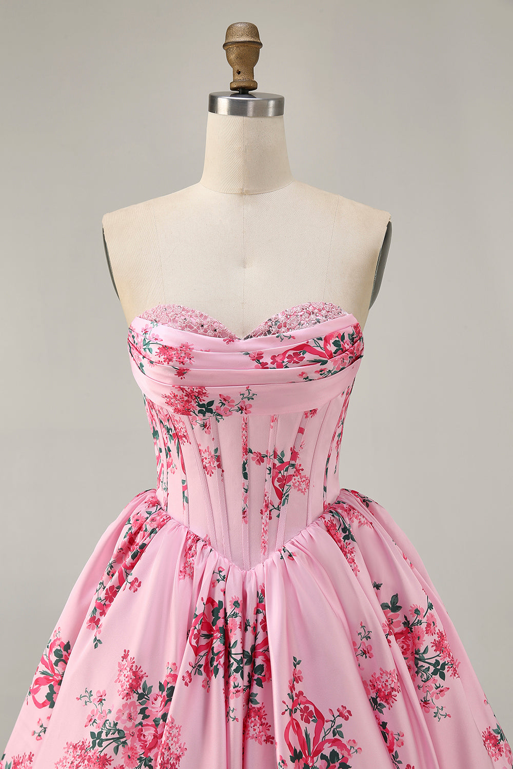 White Blue Floral Sweetheart Corset Short Homecoming Dress