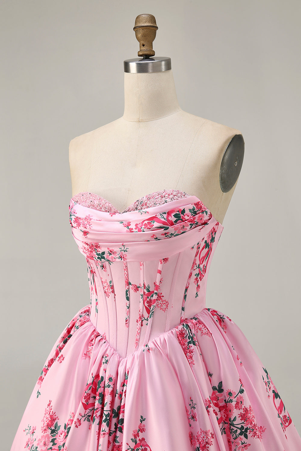 White Blue Floral Sweetheart Corset Short Homecoming Dress