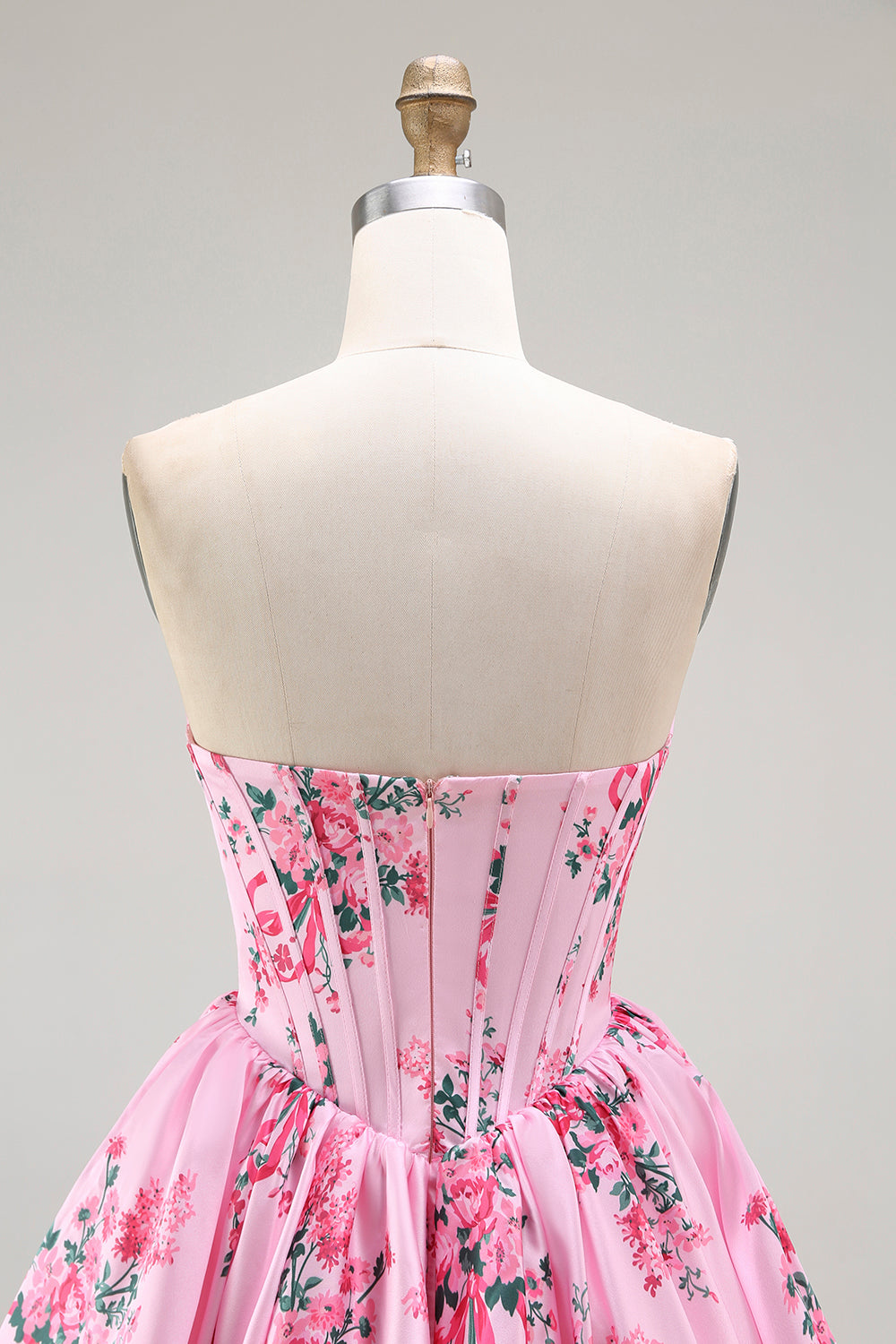 Pink Sweetheart Floral Corset Short Homecoming Dress