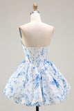 Pink Sweetheart Floral Corset Short Homecoming Dress