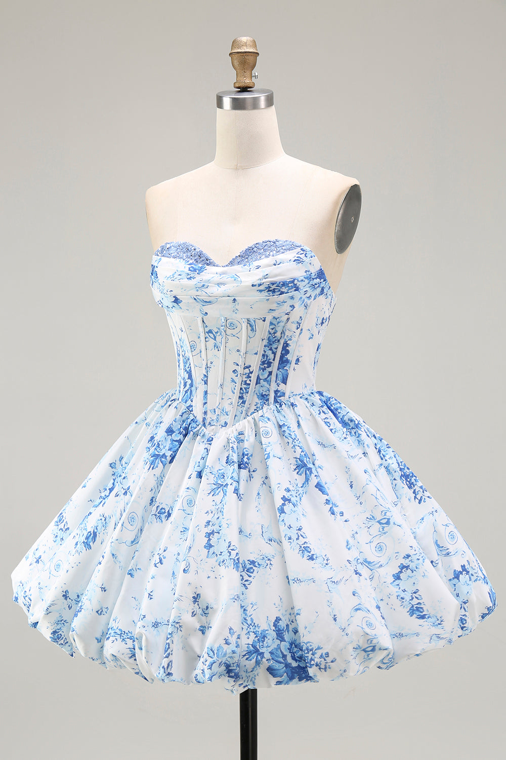 Pink Sweetheart Floral Corset Short Homecoming Dress