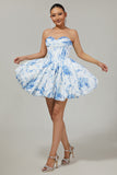 Pink Sweetheart Floral Corset Short Homecoming Dress