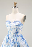 Pink Sweetheart Floral Corset Short Homecoming Dress