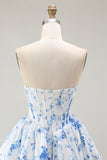 Pink Sweetheart Floral Corset Short Homecoming Dress