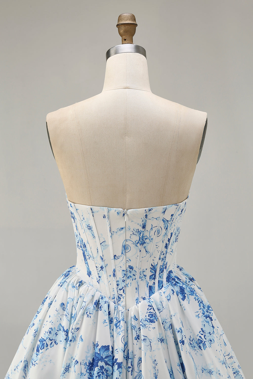 White Blue Floral Sweetheart Corset Short Homecoming Dress