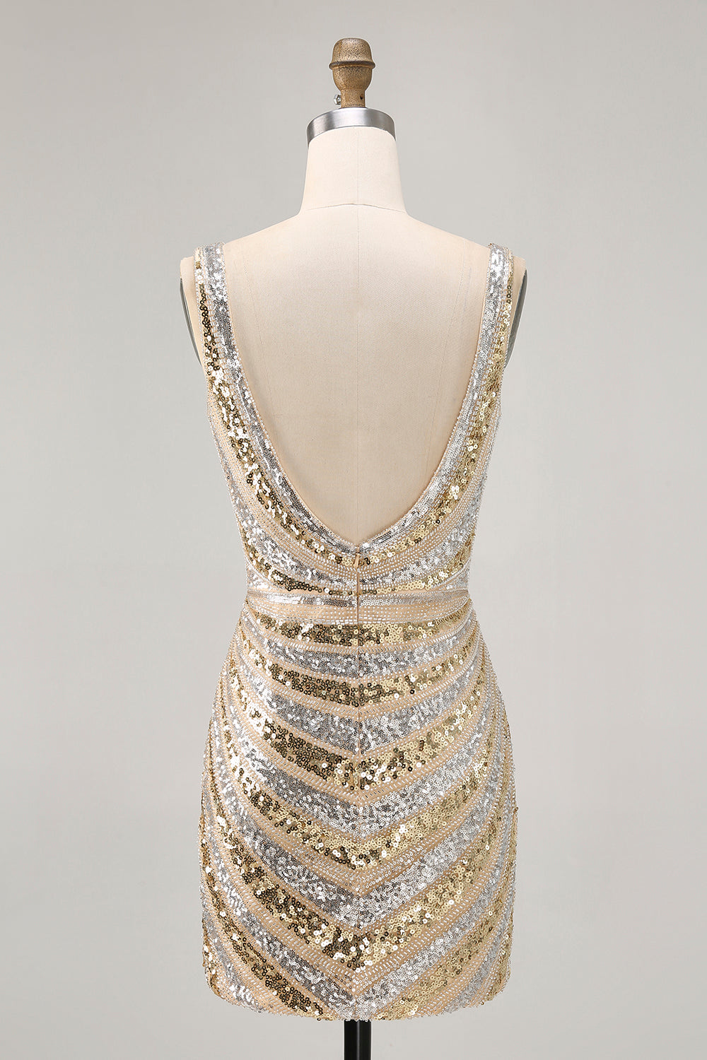 Zapakasa Women Sparkly Golden Beaded Short Homecoming Dress V-Neck Tight Backless Cocktail Dress Zapakasa Women Sparkly Golden Beaded Short Homecoming Dress V-Neck Tight Backless Cocktail Dress