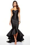 Black Corset Sweetheart Mermaid High-Low Black Tie Dress