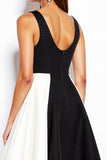 Simple Black and White Patchwork V-Neck A Line Short Cocktail Dress